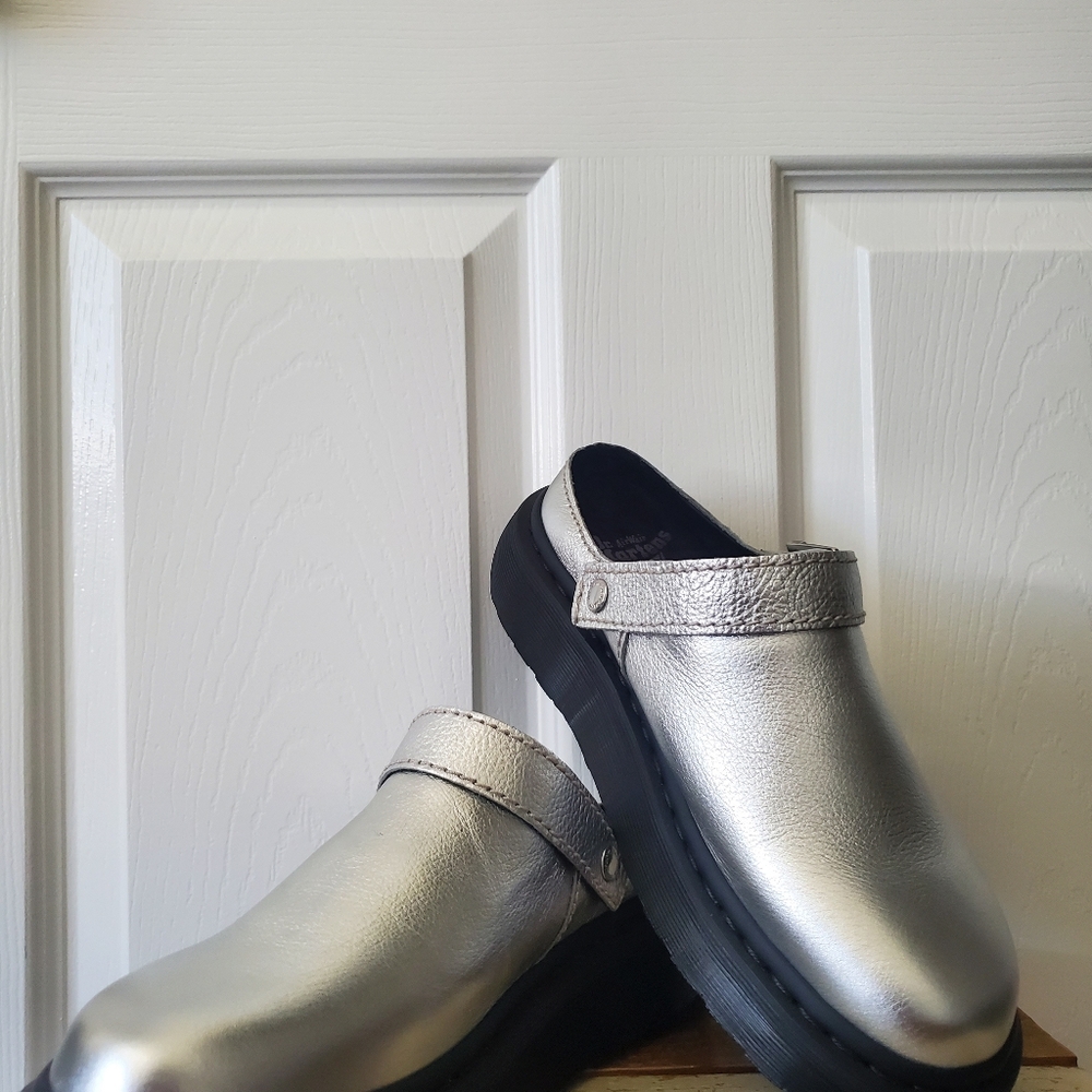 Silver Dr Martens Sling Back Mules - Picture 7 of 16